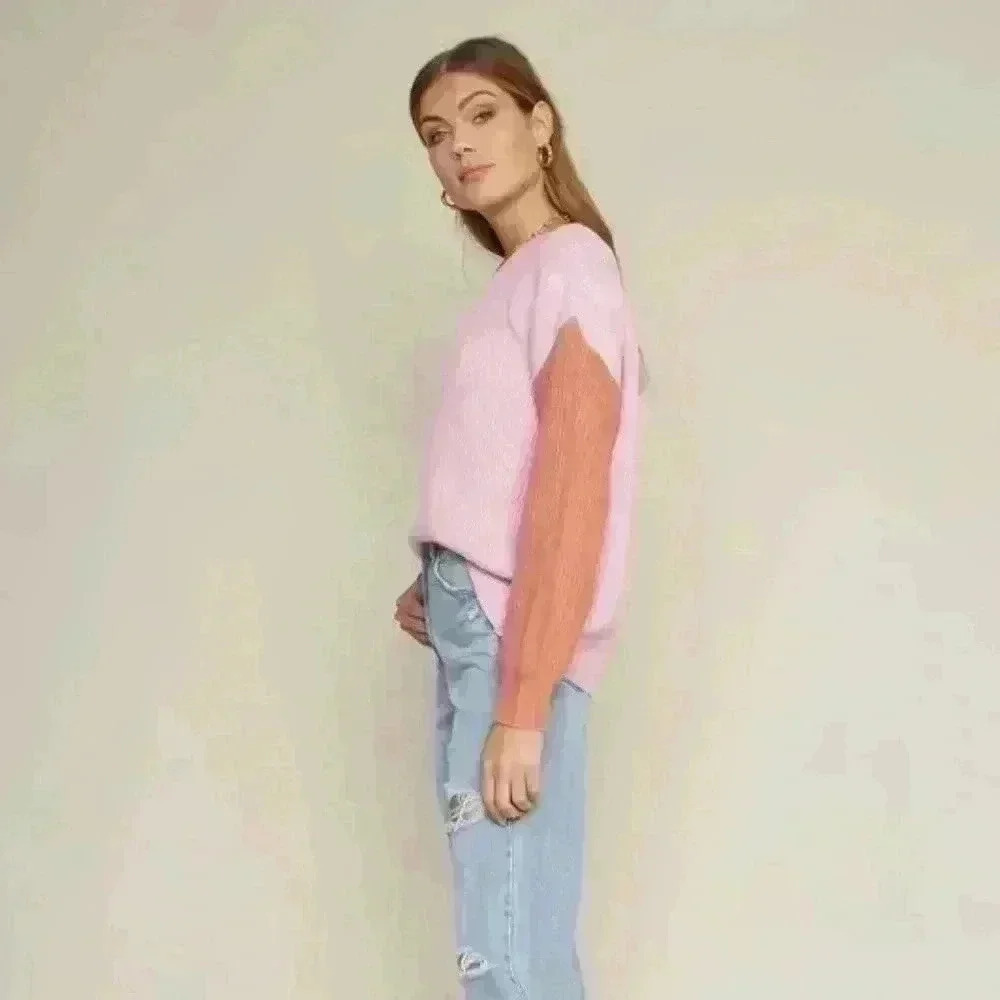 Colorblock pink sweater - Picture 3 of 3